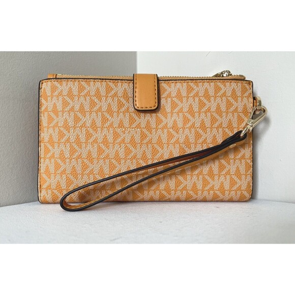 New Michael Kors Jet Set Travel Double Zip Wristlet Wallet Honeycomb Multi - Picture 3 of 7